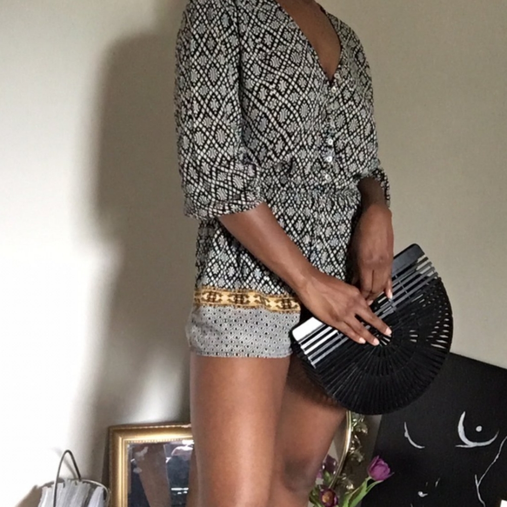 Printed tribal band romper